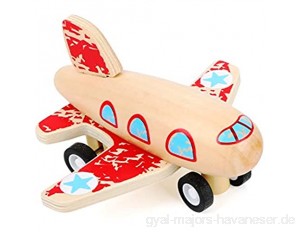 Small Foot 11153 Rückziehflitzer Flugzeug Rot aus FSC 100%-zertifiziertem Holz Spielzeug Mehrfarbig