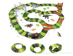 Dinosaurier Cars Rennbahn Kinder - Strax Bahn 216 Stück Flexible Autorennbahn Spielzeug Rennstrecke Kinder Autobahn Elektrisch für Kinder ab 3 4 5 6 Jahre