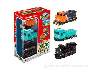 Titipo und Freunde Mini Zug Pull-Back Spielzeug 3 Stück Set Nr. 3 - Manny Setter Steam (Titipo and Friends Mini Train Pull-Back Toy 3pcs Set No.3)