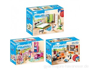 PLAYMOBIL® City Life 3er Set 9267 9270 9271 Wohnzimmer + Fröhliches Kinderzimmer + Schlafzimmer