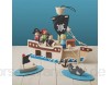 Tobar Piratenschiff aus Holz mit Anker und Segel (32 cm lang zehnteiliges Spielset)