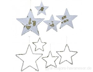 Kaemingk Set mit 4 Sternen aus Eisen zum Aufhängen mit Pailletten Farbe Weiß/Gold Mehrfarbig 8719152366651
