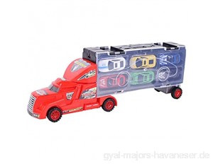Spielzeugautoset Tragbare Geschenkbox für Kindermodelle Containerauto Spielzeugautomodell mit Kartenlogarithmus und 12 kleinen Autos