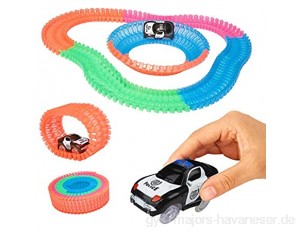 WedDecor Glow Track Set Flexible Magic Toy mit 1 LED Speed Race Cars kreativ einstellbar Konstruktion und Bildung für Kinder Baby Jungen Mädchen Kleinkind 165St