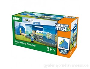 BRIO World 33918 Smart Tech Eisenbahn-Werkstatt – Lok-Werkstatt & Action-Tunnel mit Sound-Effekten – Interaktives Spielzeug empfohlen ab 3 Jahren