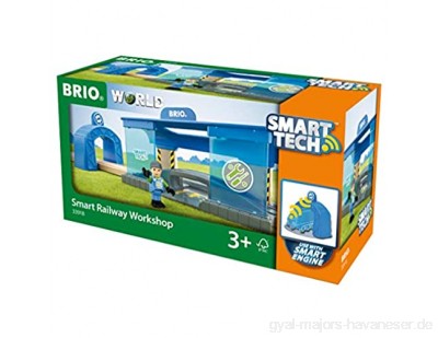 BRIO World 33918 Smart Tech Eisenbahn-Werkstatt – Lok-Werkstatt & Action-Tunnel mit Sound-Effekten – Interaktives Spielzeug empfohlen ab 3 Jahren
