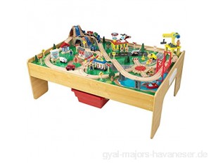 KidKraft 18025 Adventure Town Holzeisenbahn-Set & Spieltisch für Kinder mit EZ Kraft Assembly™ und 120 Spielteilen
