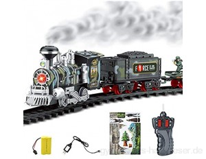 Xiaojie Elektrisches Rauchen ferngesteuerte Schiene Zug Simulation Modell Wiederaufladbare Dampfzug Kinder Spielzeug Set