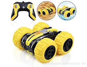 Faburo Ferngesteuertes Auto für Kinder RC Stunt Car mit Remote Control für Outdoor-Spielzeug für Kinder Rotation 360 Elektroauto Spielzeug Gelb
