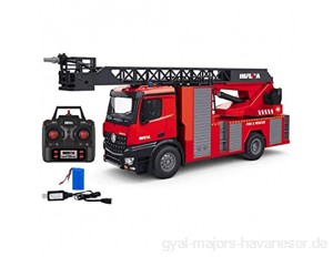 s-idee® S1561 Rc Feuerwehr Drehleiter 1:14 LKW 12 Kanal Huina 1561 mit Spritzwasserfunktion