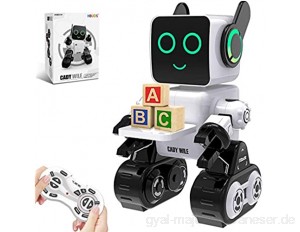 HBUDS Remote Control Robot Kids Interactive Robot Touch & Sound Control Plays Music Built-in Money Box programmable and Rechargeable RC Robot kit (Weiß)