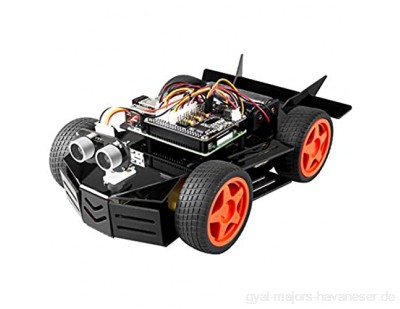 SUNFOUNDER Raspberry Pi Car Robot Kit 4WD HAT Module Ultrasonic Sensor Remote Control by PC Cellphone and Tablet Compatible Pi 4B/3B+ 3B