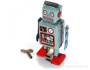 Trifycore Kreative Lustige Vintage mechanische Spielzeug-Roboter Uhrwerk Wickeln Oben Spielzeug Gehen Radar Roboter-Zinn-Spielzeug mit Schlüssel blau