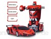 Urhause Transformator Roboter-Auto Fernbedienung 2-in-1 Auto und Roboter Ferngesteuert Transformers Roboter-Actionfigur für Jungen Spielzeug Geschenk Rot