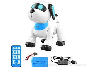 [Verbessert] Ferngesteuerter Roboter Hund RC Roboter Stunt Welpe Sprachsteuerung Spielzeug Elektronische Haustiere Tanzen Programmierbarer Roboter mit Sound für Kinder Alter 6 7 8 9 10+ Jahre