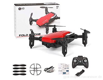 Mini Drohne mit Kamera WiFi FPV Mini Quadcopter Faltbare RC Drohnen mit Kamera HD Höhe Halten Mini Eders Kid Spielzeug RC Hubschrauber (Rot)