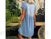 VICKY-HOHO Damen Baggy Tunika Kleid Sommerkleid Jeanskleid Jeanshemd Kleid Etuikleid Frühling und Sommer Kurzarmkragen gewaschenes Jeans knielanges Kleid