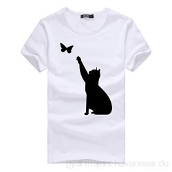 VICKY-HOHO Frauen CAT Girls Plus Size Print T-Shirts Hemd Kurzarm T-Shirt Bluse Tops Katze Schmetterling Print Herz Kurzarm Shirt