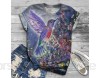 VICKY-HOHO Plus Size Frauen Kurzarm 3D Animal Printed O-Neck Tops T-Shirt Bluse Animal Print Shirt Damen Rundhals Kurzarm Top